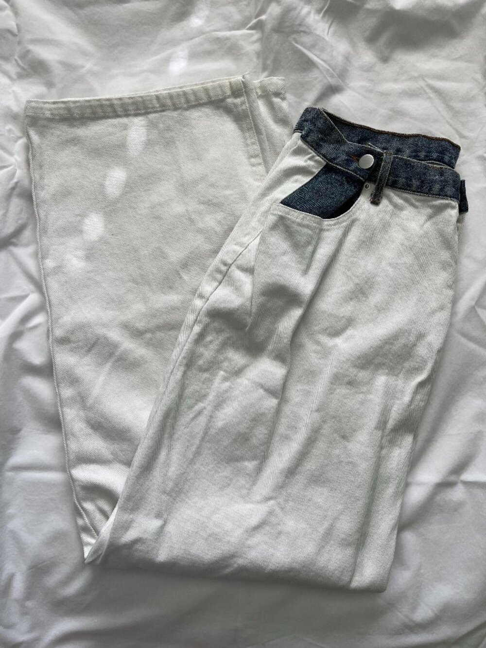 White Contrast Denim Jeans
